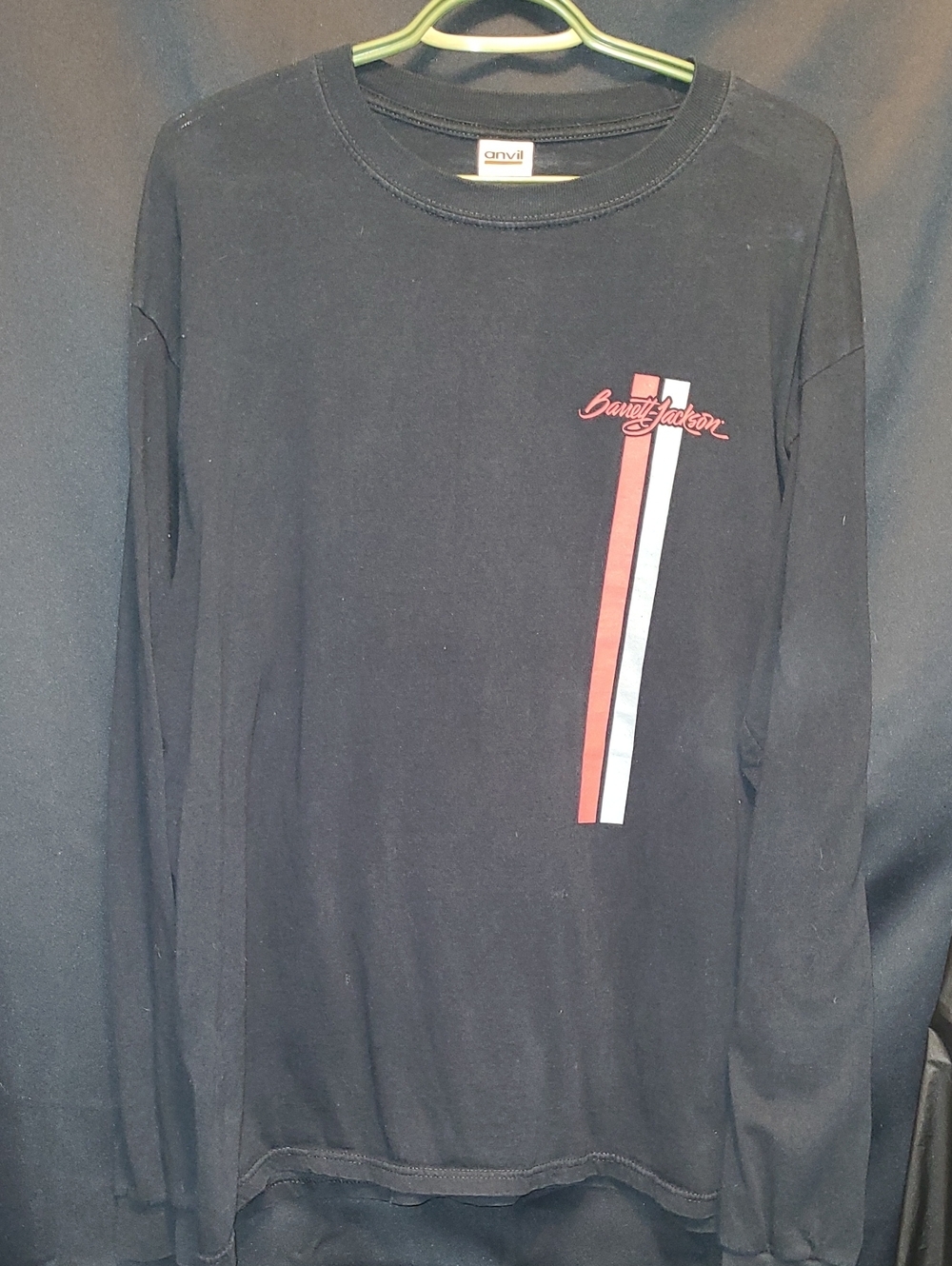 90's Barrett-Jackson Long Sleeve script logo with a red & white vertical Logo